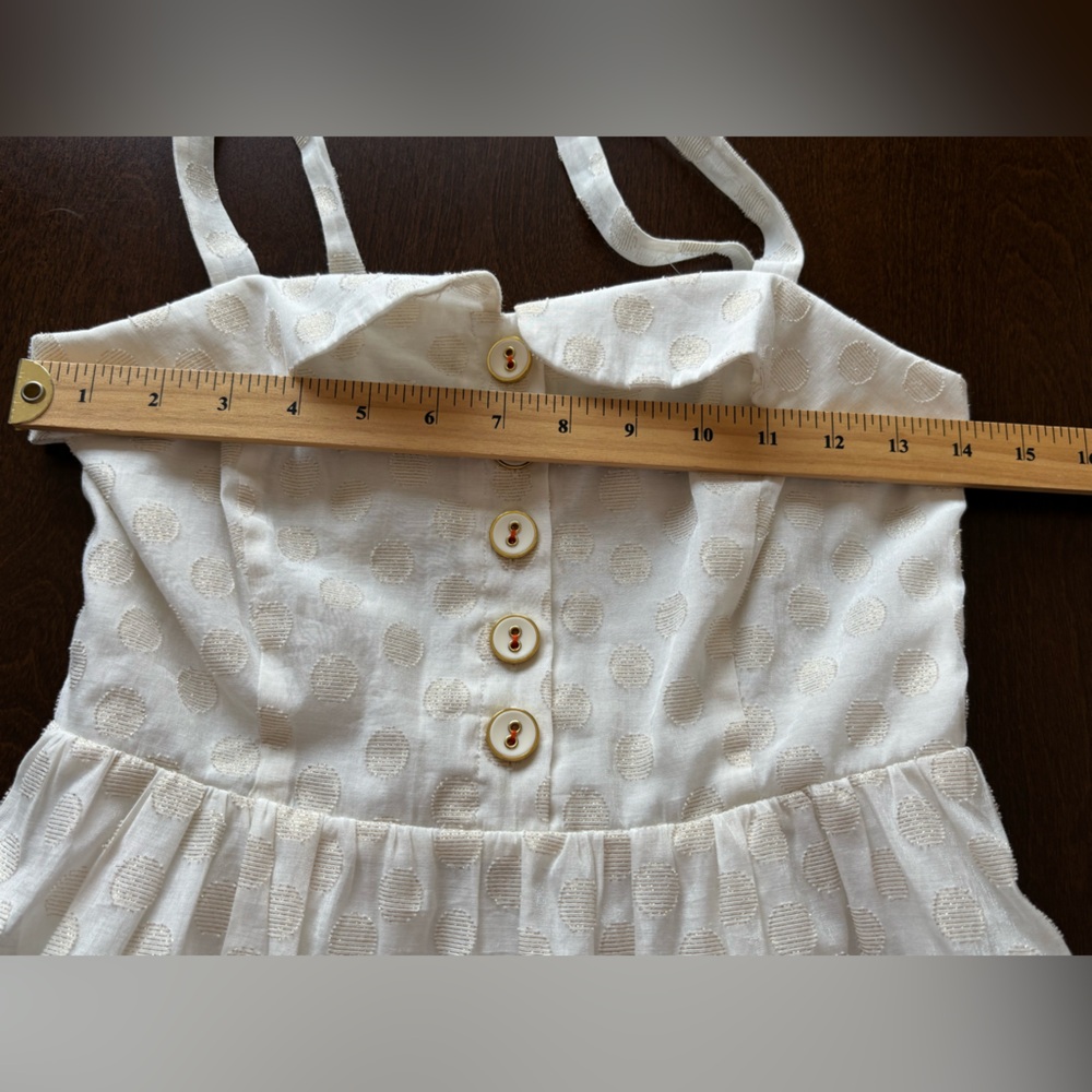 Maeve Anthropologie Size 6 Cream Gold Polka Dot Dress Pockets Sleeveless Vintage - Picture 13 of 15